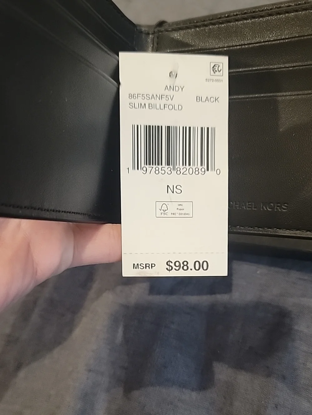 Michael Kors Mens Andy Slim Billfold Wallet In Black Leather NWT